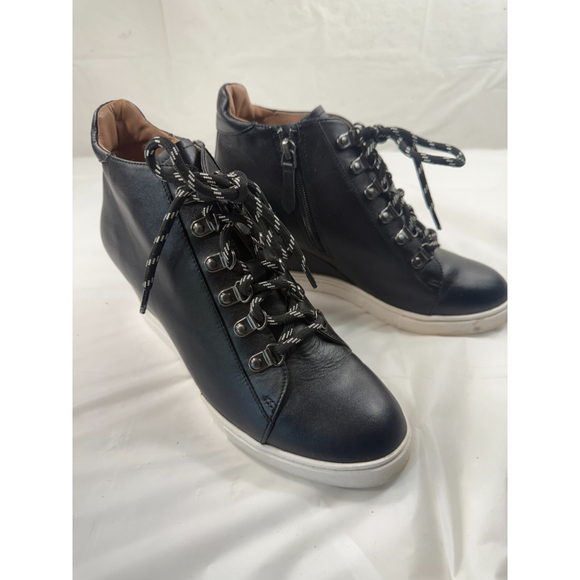 Linea Paolo FINA Ankle Booties wedge sneaker 8.5 M Black - Picture 16 of 16